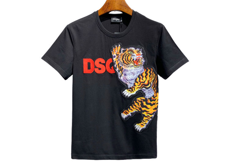 DSQUARED2 TSHIRT MEN SHORT - Black and Tiger Logo - 1