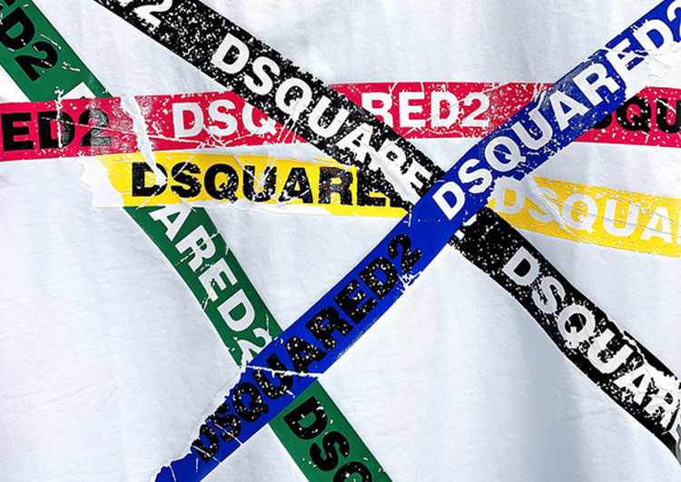 DSQUARED2 TSHIRT MEN SHORT - White and Multi Color Logo - 3