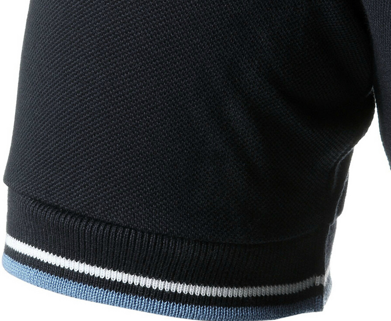 PRADA TSHIRT POLO SHORT MEN - Black & White Blue Border (13)