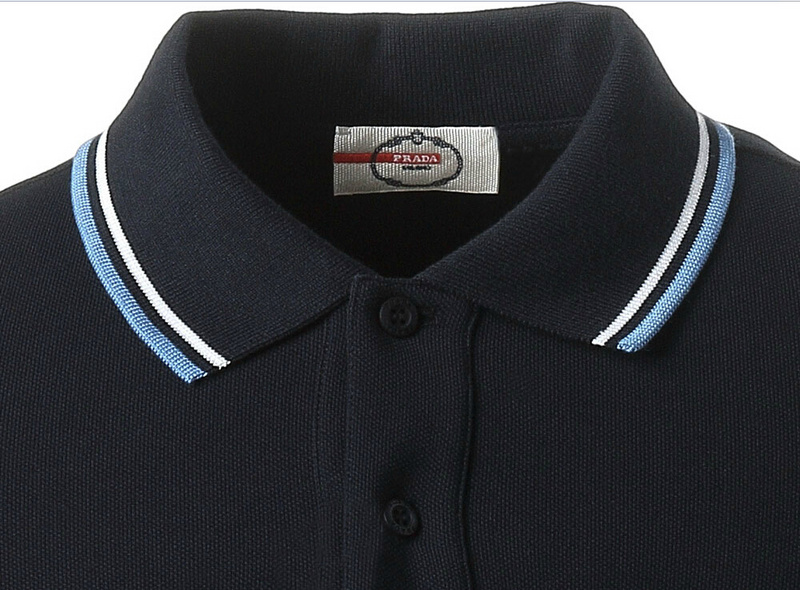 PRADA TSHIRT POLO SHORT MEN - Black & White Blue Border (14)
