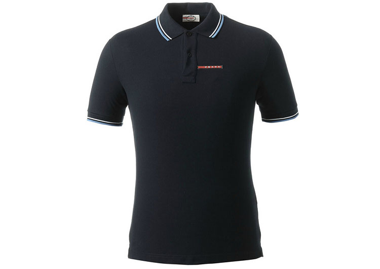 PRADA TSHIRT POLO SHORT MEN - Black & White Blue Border (7)