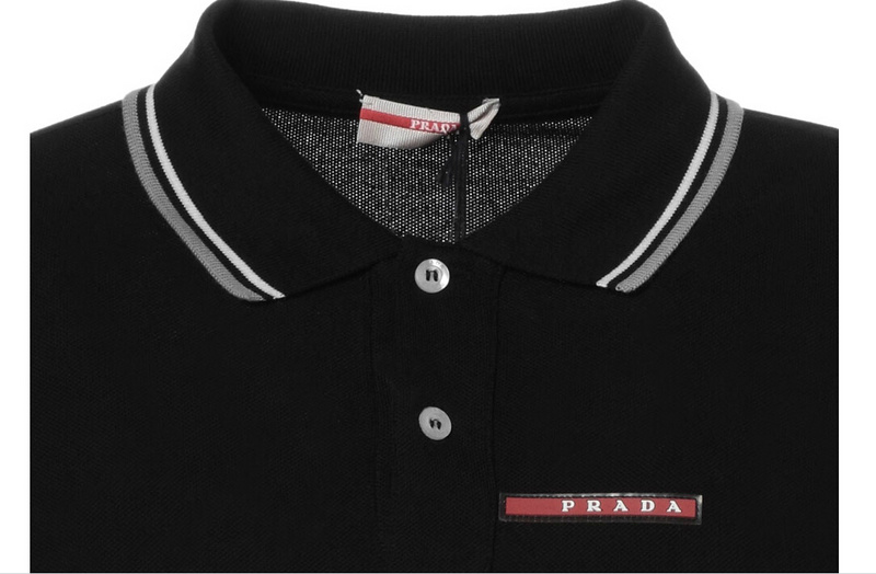 PRADA TSHIRT POLO SHORT MEN - Black & White Gray Border (2)