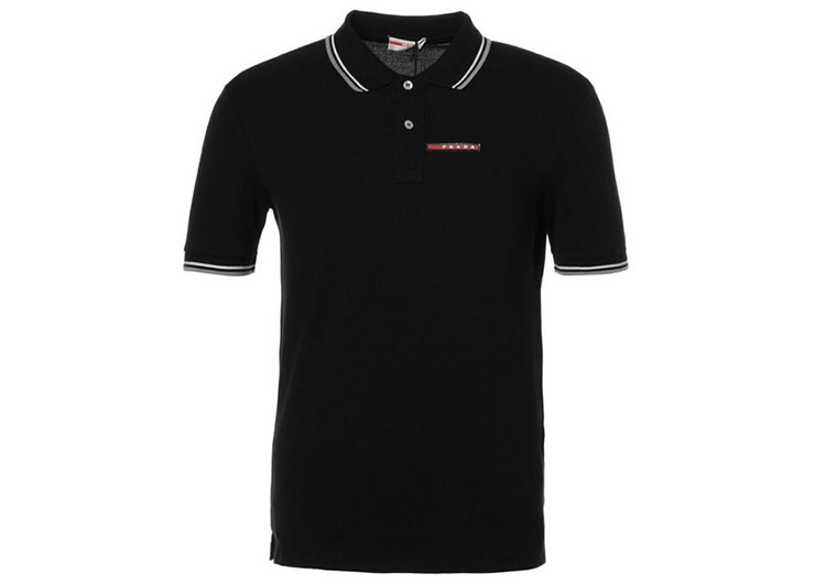 PRADA TSHIRT POLO SHORT MEN - Black & White Gray Border (4)