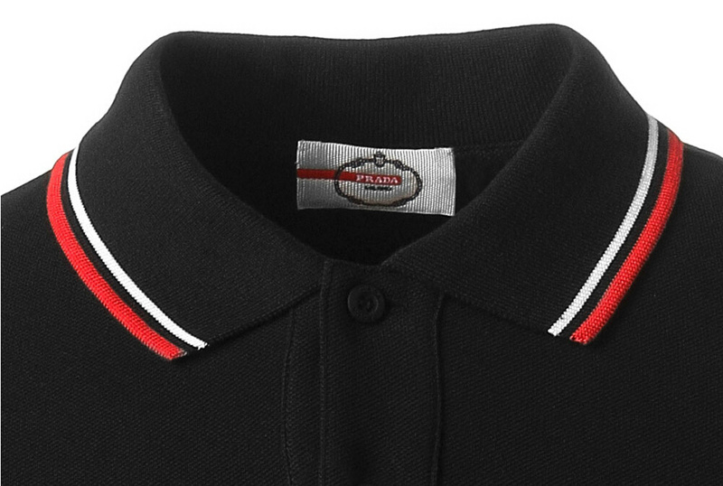 PRADA TSHIRT POLO SHORT MEN - Black & White Red Border (21)