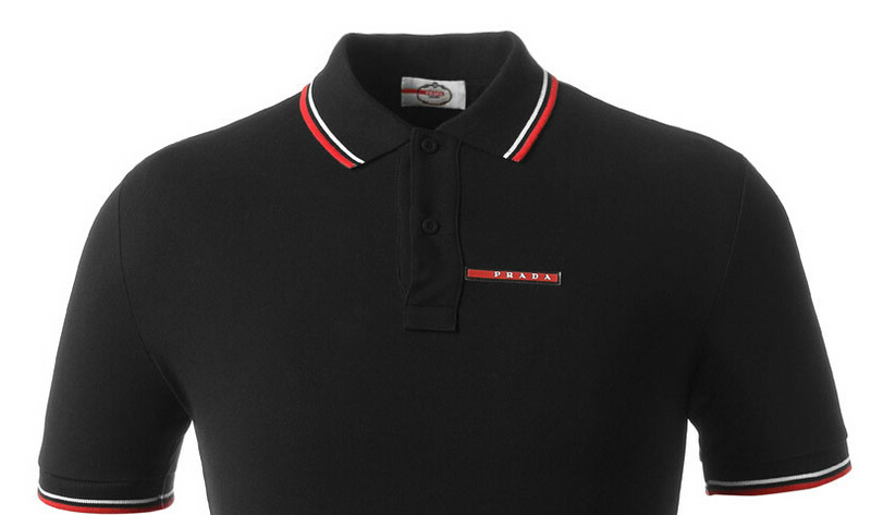PRADA TSHIRT POLO SHORT MEN - Black & White Red Border (25)