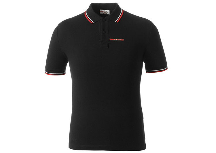 PRADA TSHIRT POLO SHORT MEN - Black & White Red Border (9)