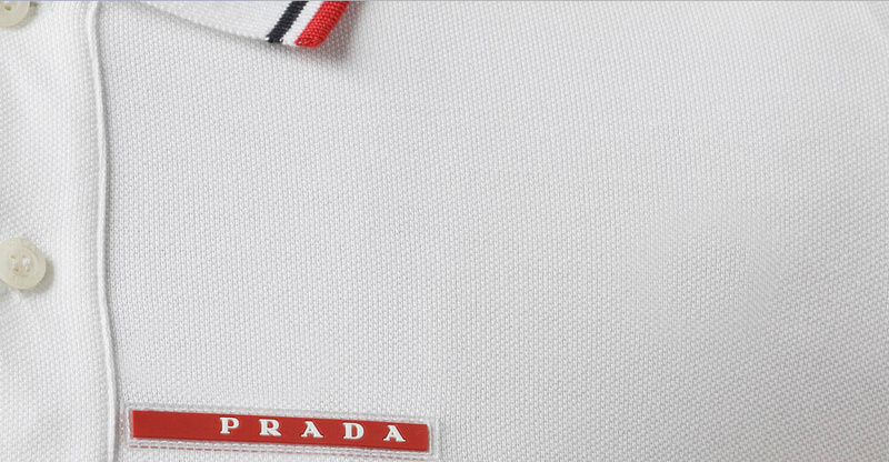 PRADA TSHIRT POLO SHORT MEN - White & Blue Red Border (2)