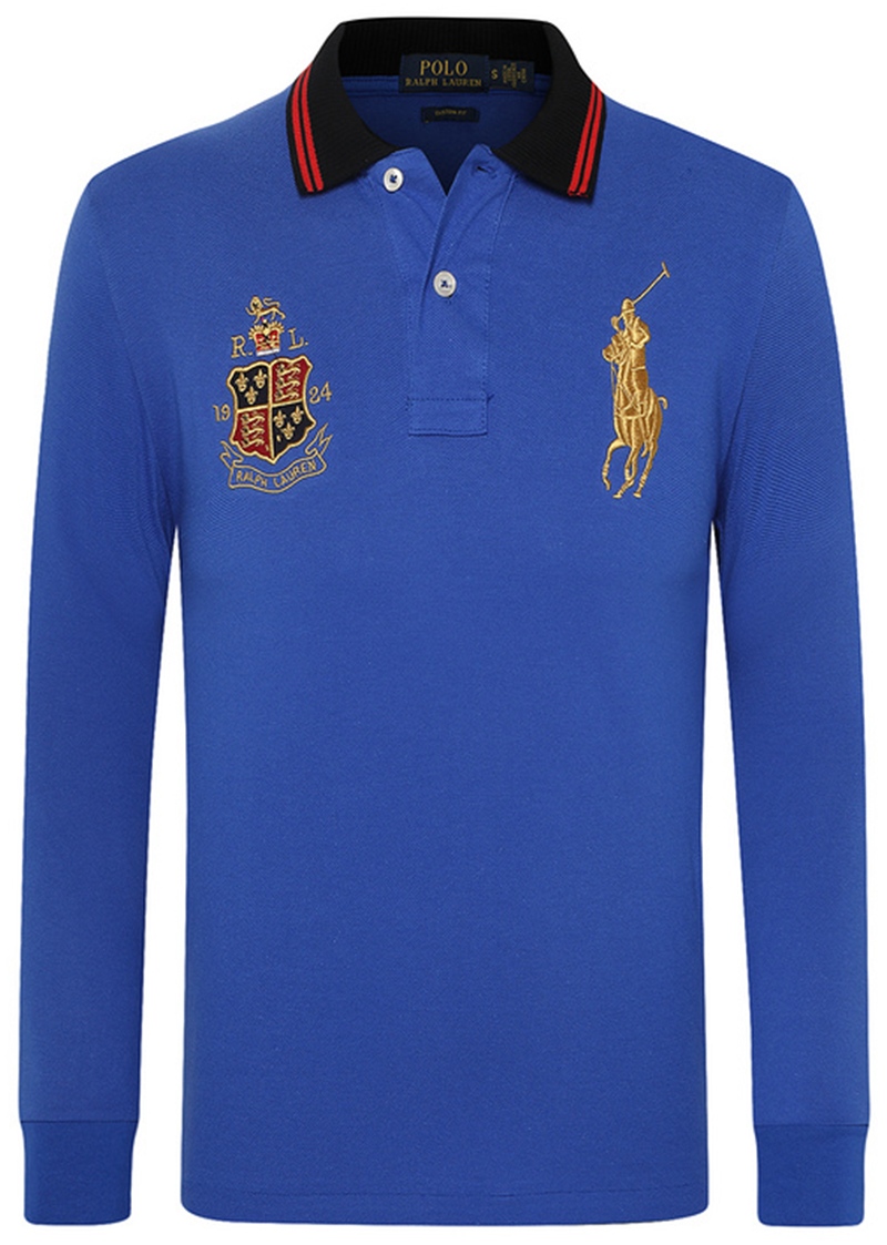 .RALPH LAUREN POLO TSHIRT MEN LONG BIG PONY - BLUE