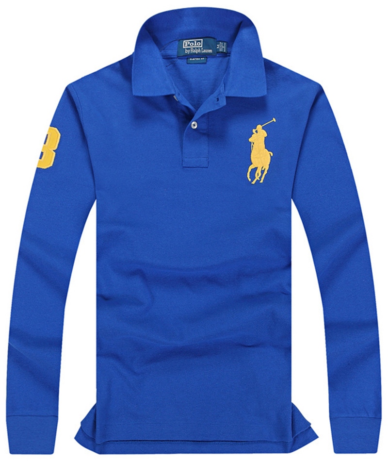 .RALPH LAUREN POLO TSHIRT MEN LONG BIG PONY - Blue