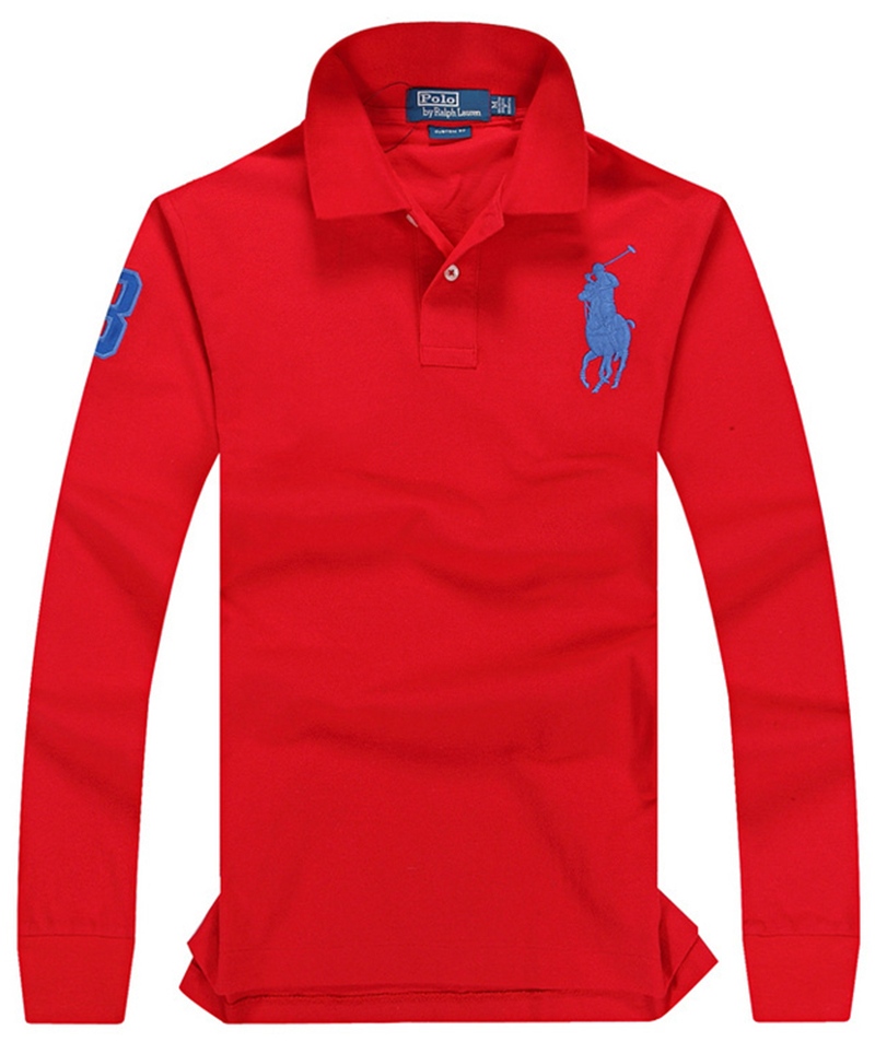 .RALPH LAUREN POLO TSHIRT MEN LONG BIG PONY - RED