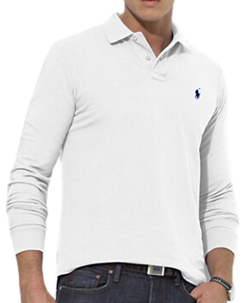.RALPH LAUREN POLO TSHIRT MEN'S LONG - White Smoke